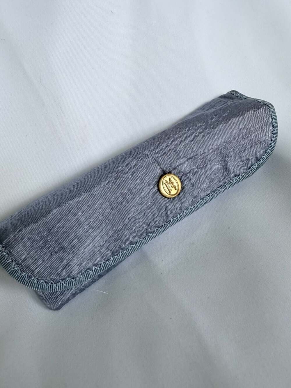 Vintage Jessica McClintock Gray Silvery Eyeglasses Sunglass Case with Gold Monog